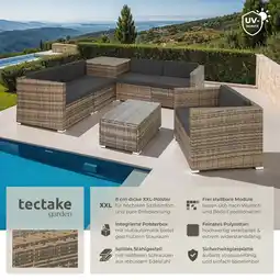 Netto Marken-Discount tectake Rattan Lounge, für 5 Personen, Dicke der Polster 8 cm, inklusive großer Aufbewahrungsbox Angebot