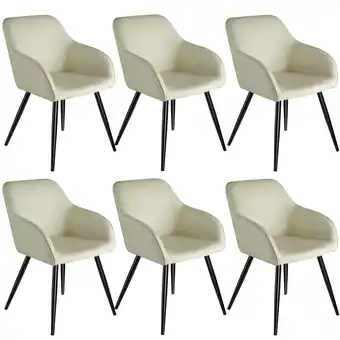 Netto Marken-Discount tectake 6er Set Esszimmerstuhl, gepolstert mit Stoffbezug, schwarze Stahlbeine, 58 x 62 x 82 cm Angebot