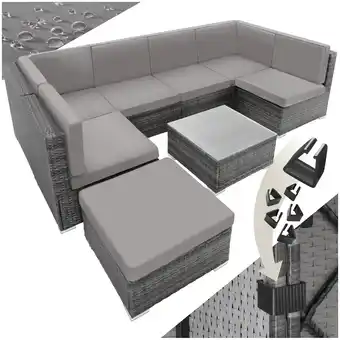 Netto Marken-Discount tectake Rattan Lounge, für 6 bis 7 Personen, UV-beständig, mit Sicherheitsglasplatte Angebot