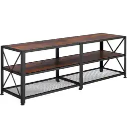 Netto Marken-Discount tectake TV-Regal, Industrial Style, 3 offene Etagen, seitliche X-Streben, 141 x 41,5 x 50,5 cm Angebot