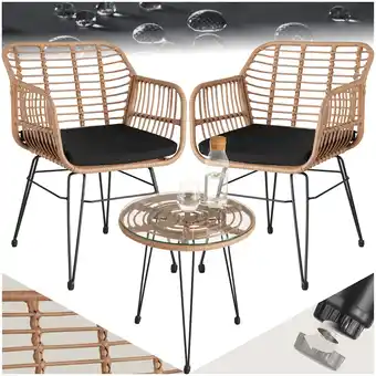 Netto Marken-Discount tectake Rattan Sitzgruppe, für 2 Personen, UV-beständig, filigranes Design Angebot