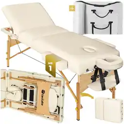 Netto Marken-Discount tectake 3 Zonen Massageliege, Breite 70 cm, Polsterung 7,5 cm, mit Holzgestell, 218 x 102 x 90 cm Angebot