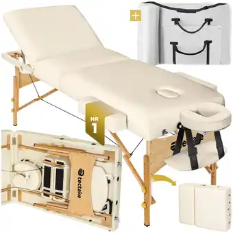 Netto Marken-Discount tectake 3 Zonen Massageliege, Breite 70 cm, Polsterung 7,5 cm, mit Holzgestell, 218 x 102 x 90 cm Angebot