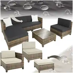 Netto Marken-Discount tectake Rattan Lounge, mit Aluminiumgestell, wetterfest und UV-beständig, mit Sicherheitsglasplatte Angebot