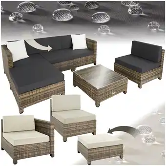 Netto Marken-Discount tectake Rattan Lounge, mit Aluminiumgestell, wetterfest und UV-beständig, mit Sicherheitsglasplatte Angebot