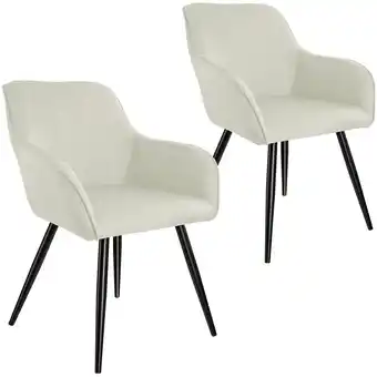Netto Marken-Discount tectake 2er Set Esszimmerstuhl, gepolstert, in Leinenoptik, schwarze Stahlbeine, 58 x 62 x 82 cm Angebot
