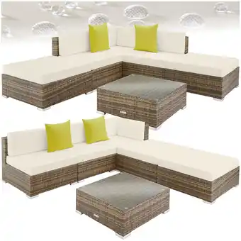 Netto Marken-Discount tectake Rattan Lounge, mit Aluminiumgestell, UV-beständig, mit Sicherheitsglasplatte Angebot