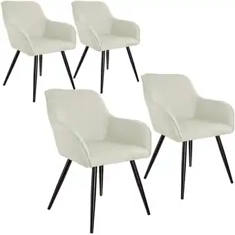 Netto Marken-Discount tectake 4er Set Esszimmerstuhl, gepolstert, in Leinenoptik, schwarze Stahlbeine, 58 x 62 x 82 cm Angebot
