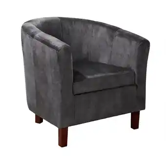 Netto Marken-Discount riess-ambiente Sessel HEMINGWAY - dunkelgrau Samt Armlehnen Cocktailsessel Rundum Bezug Massivholz Angebot