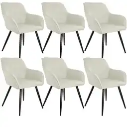 Netto Marken-Discount tectake 6er Set Esszimmerstuhl, gepolstert, in Leinenoptik, schwarze Stahlbeine, 58 x 62 x 82 cm Angebot