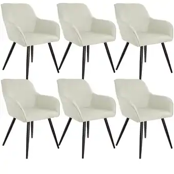 Netto Marken-Discount tectake 6er Set Esszimmerstuhl, gepolstert, in Leinenoptik, schwarze Stahlbeine, 58 x 62 x 82 cm Angebot