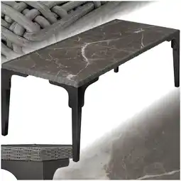 Netto Marken-Discount tectake Rattan Tisch, mit Aluminium- und Holzgestell, wetterfest und UV-beständig, 196 x 87 x 76 cm Angebot