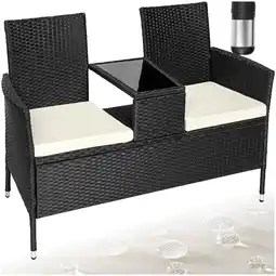 Netto Marken-Discount tectake Rattan Gartensitzbank, 2-Sitzer, UV-beständig, 131 x 59 x 82 cm Angebot