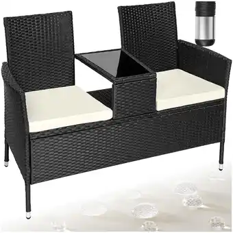 Netto Marken-Discount tectake Rattan Gartensitzbank, 2-Sitzer, UV-beständig, 131 x 59 x 82 cm Angebot