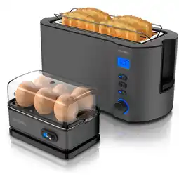 Netto Marken-Discount Arendo Frühstücks-Set, 6er Eierkocher SIXCOOK, Langschlitztoaster 4-Scheiben, Grau Angebot