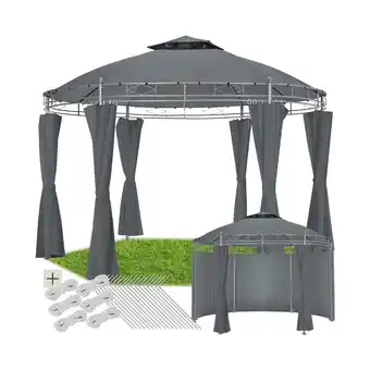 Netto Marken-Discount tectake Gartenpavillon, Ø 3,5 m, Doppeldachsystem, inklusive Spannseilen und Heringen Angebot