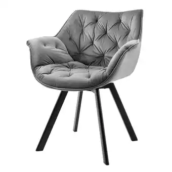 Netto Marken-Discount riess-ambiente Stuhl THE DUTCH COMFORT - drehbar grau Samt mit Armlehnen Modern Design Metallbeine Angebot