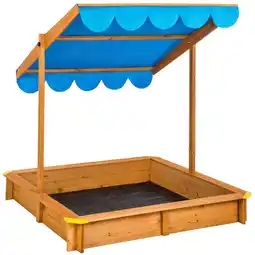 Netto Marken-Discount tectake Sandkasten, aus Holz mit verstellbarem Dach, abgerundete Kunststoffecken, 120 x 120 x 120 cm Angebot