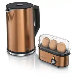 Netto Marken-Discount Arendo 2-teiliges Frühstücksset - Edelstahl Wasserkocher 1,5l, 3er Eierkocher, Kupfer Angebot