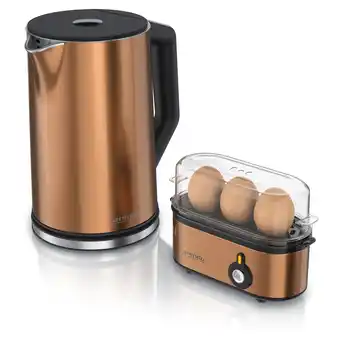Netto Marken-Discount Arendo 2-teiliges Frühstücksset - Edelstahl Wasserkocher 1,5l, 3er Eierkocher, Kupfer Angebot