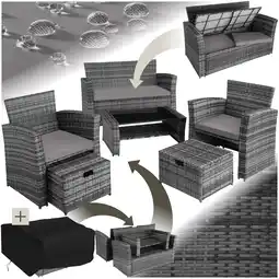 Netto Marken-Discount tectake Rattan Sitzgruppe, für 4 bis 6 Personen, UV-beständig, inklusive Staufach und Schutzhülle Angebot