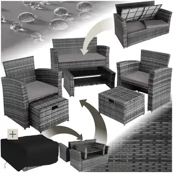 Netto Marken-Discount tectake Rattan Sitzgruppe, für 4 bis 6 Personen, UV-beständig, inklusive Staufach und Schutzhülle Angebot