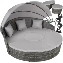 Netto Marken-Discount tectake Rattan Sonneninsel, widerstandsfähig, klappbares Sonnendach, variabel aufstellbar Angebot