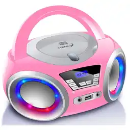 Netto Marken-Discount Cyberlux CD-Player mit LED-Beleuchtung CD/MP3 USB Kinder Radio pink Angebot