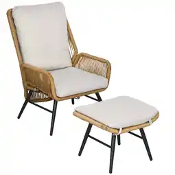 Netto Marken-Discount Outsunny Rattan Relaxsessel mit Hocker Polyester, PE Rattan Angebot
