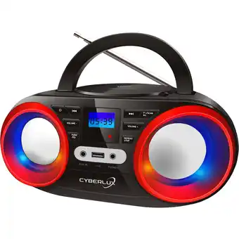 Netto Marken-Discount Cyberlux CD-Player m. LED-Beleuchtung USB Kinder Radio Schwarz/Rot Angebot