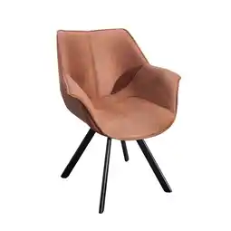 Netto Marken-Discount riess-ambiente Stuhl THE DUTCH RETRO - antik braun mit Armlehne Metallbeine Microfaser pflegeleicht Angebot