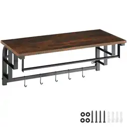 Netto Marken-Discount tectake Wandgarderobe, Industrial Style, mit Ablage und 5 abnehmbaren Haken, 66 x 30 x 27 cm Angebot