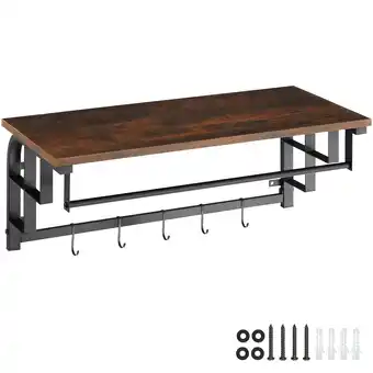 Netto Marken-Discount tectake Wandgarderobe, Industrial Style, mit Ablage und 5 abnehmbaren Haken, 66 x 30 x 27 cm Angebot