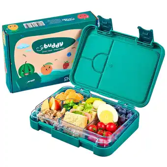 Netto Marken-Discount yummy buddy Kinder Brotdose 6 Fächern Klick-Verschluss BPA-Frei Petrol Angebot