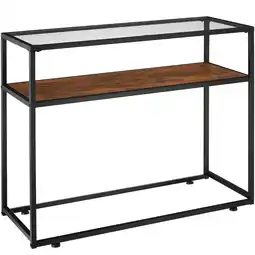 Netto Marken-Discount tectake Konsolentisch, Industrial Style, 2 Ablagen, mit Glasplatte, 100 x 41 x 80,5 cm Angebot