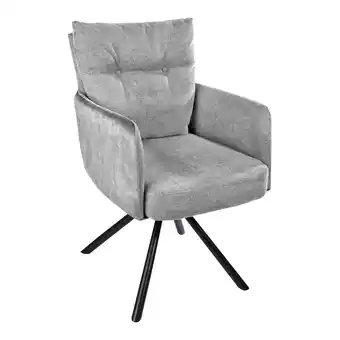 Netto Marken-Discount riess-ambiente Stuhl BIG GEORGE - drehbar grau Samt Strukturstoff Armlehnenstuhl Federkern Esszimmer Angebot