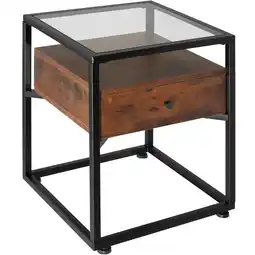 Netto Marken-Discount tectake Nachttisch, Industrial Style, mit Glasplatte und Schublade, 43 x 45 x 54,5 cm Angebot