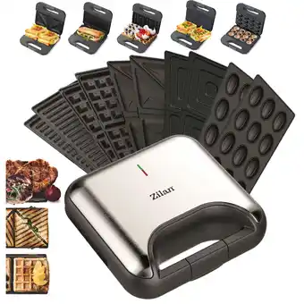 Netto Marken-Discount Zilan 5in1 Sandwichmaker Kontaktgrill Waffeleisen Zaubernuss 800W Angebot