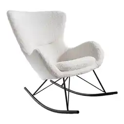 Netto Marken-Discount riess-ambiente Schaukelstuhl SCANDINAVIA SWING - weiß Bouclé Sessel schwarz Metall Wippmechanik Angebot