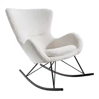 Netto Marken-Discount riess-ambiente Schaukelstuhl SCANDINAVIA SWING - weiß Bouclé Sessel schwarz Metall Wippmechanik Angebot