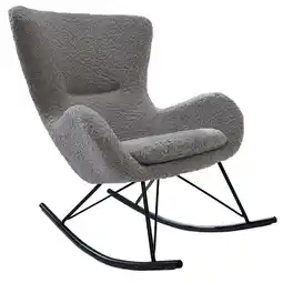 Netto Marken-Discount riess-ambiente Schaukelstuhl SCANDINAVIA SWING - hellgrau Bouclé Sessel schwarz Metall Wippmechanik Angebot