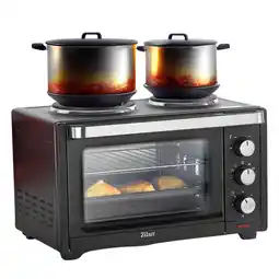 Netto Marken-Discount Zilan Minibackofen 28L mit Kochplatten Rotisserie 100-230°C 3200W Angebot