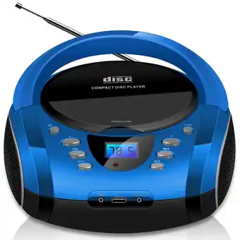 Netto Marken-Discount Cyberlux Tragbarer CD-Player Boombox CD/MP3 USB Kinder Radio blau Angebot