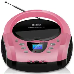 Netto Marken-Discount Cyberlux Tragbarer CD-Player Boombox CD/MP3 USB Kinder Radio pink Angebot