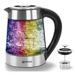Netto Marken-Discount Ecosa Glas Wasserkocher m. Temperatureinstellung Teefilter LED 1.7L Angebot