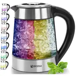 Netto Marken-Discount Ecosa Glas Wasserkocher m. Temperatureinstellung LED Beleuchtung 1.7L Angebot