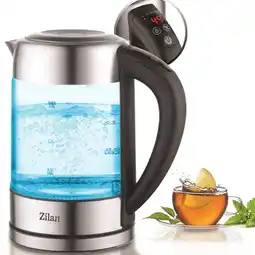 Netto Marken-Discount Zilan Glas Wasserkocher mit Temperaturwahl LED-Beleuchtung 1.7L 2200W Angebot