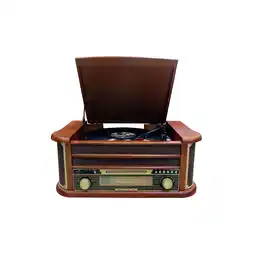 Netto Marken-Discount Cyberlux Nostalgie Holz Plattenspieler Retro Kompaktanlage CD/MP3 USB Angebot