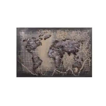 Netto Marken-Discount Harms Import & Vertriebs GmbH & Co. KG - 3D Metallbild Weltkarte, grau Angebot