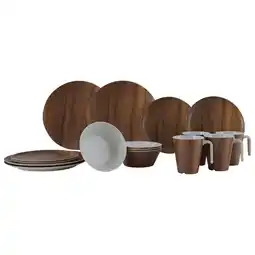 Netto Marken-Discount GIMEX Melamin Geschirr Set Wood Camping Essgeschirr Picknick Teller Holz Optik Angebot